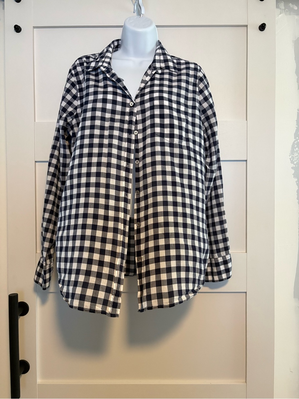 J. Crew Black and White Gingham Button-Down
